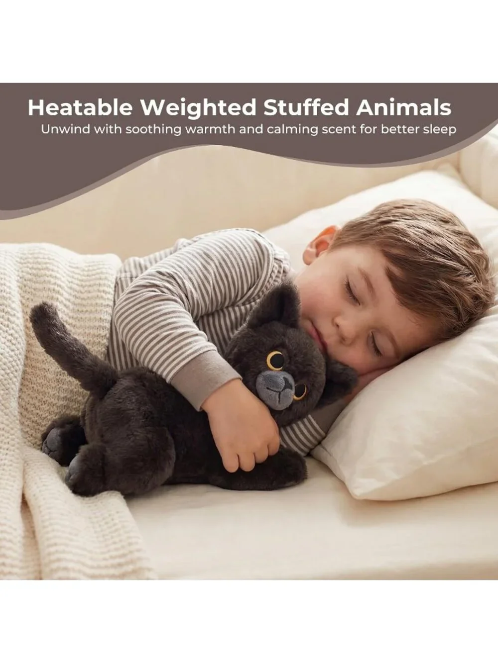 Black Cat Weighted Plush Lavender Scented Microwavable Heating Pad Cozy Toy